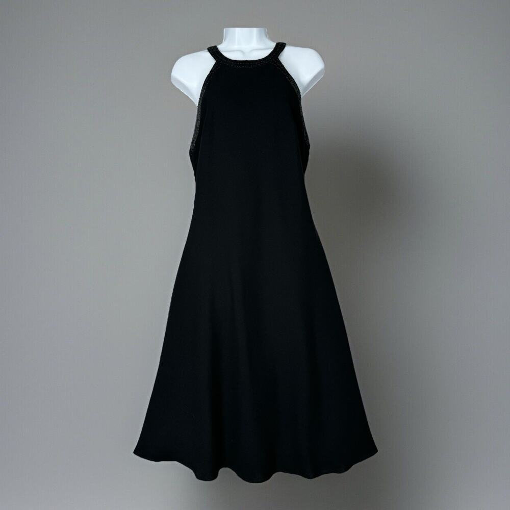 Vintage Jones New York Womens Dress 12 Black Beaded Backless Midi Whimsigoth Y2K